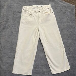 J J. Jill High-Rise Full Leg Crop Jeans | Off-White Wide Leg Denim | Size 16